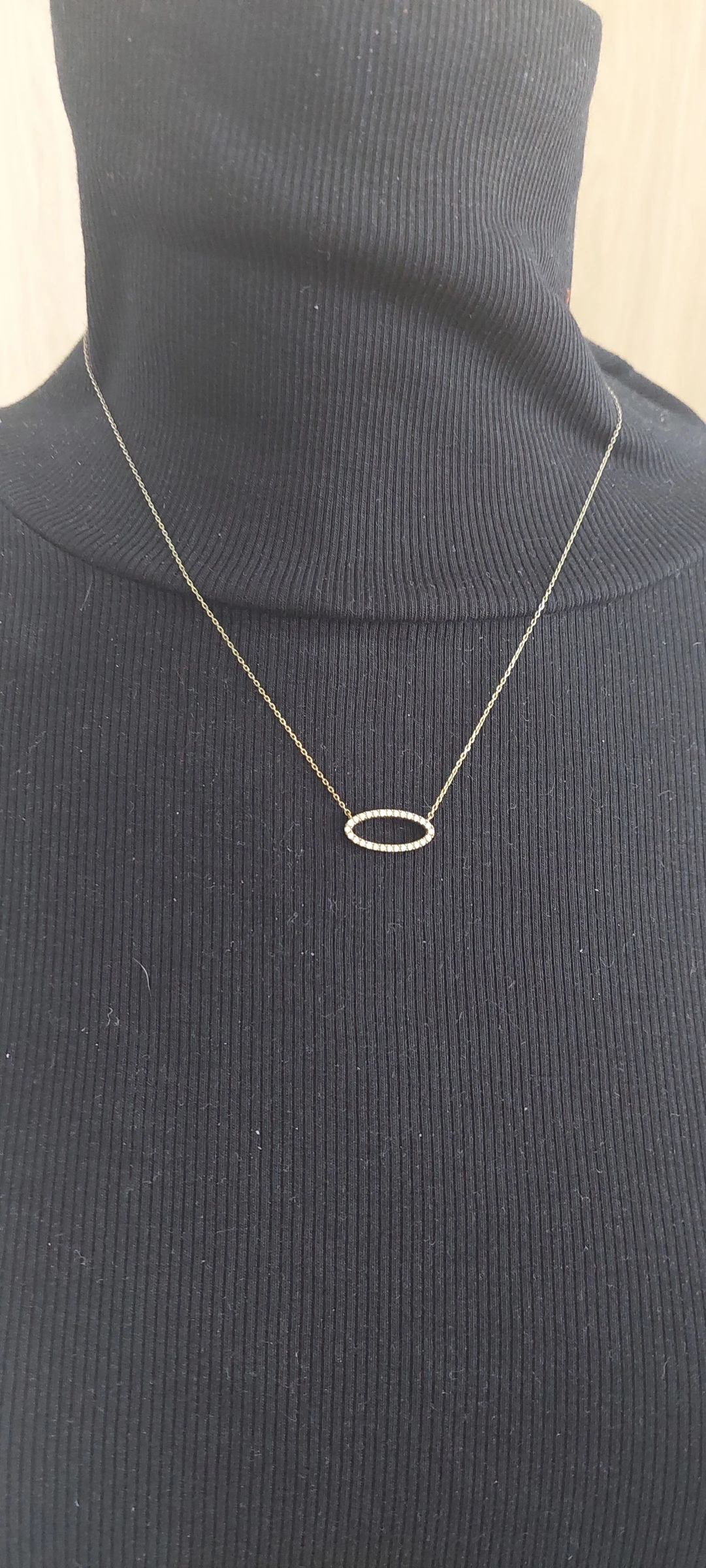 Collier fin en Argent 925 Doré – Pendentif Ovale Pavé ✨☕